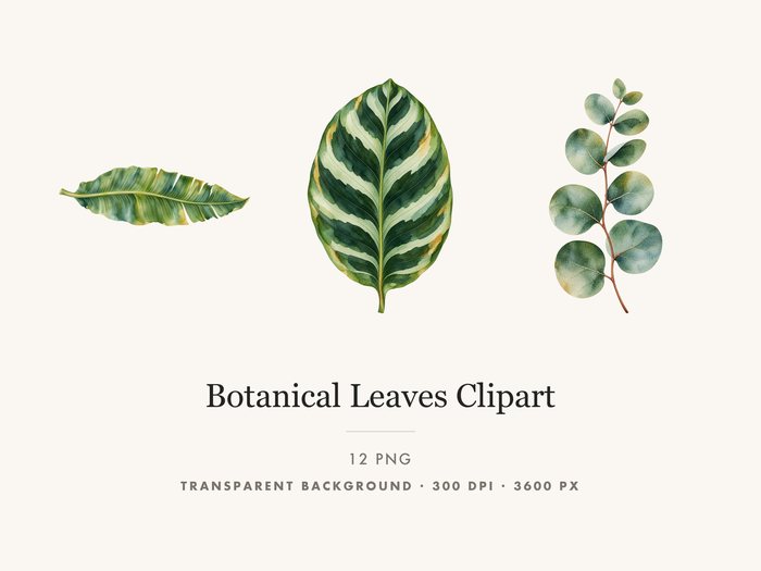 Green Leaf Clipart PNG, Monstera Eucalyptus Olive Fern