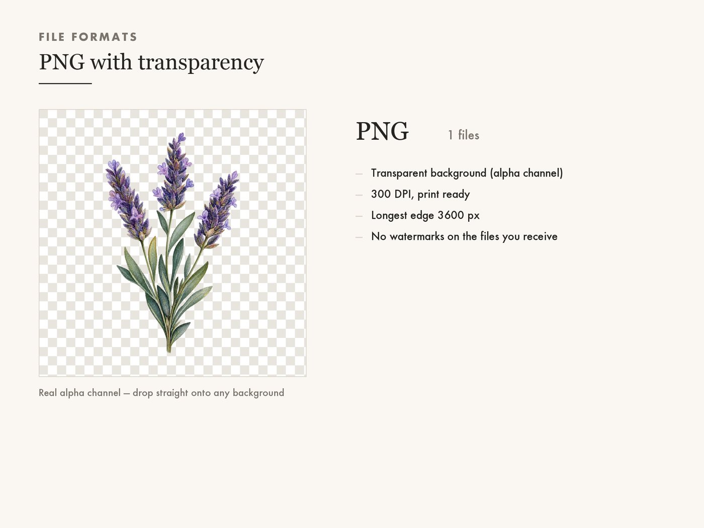 Lavender Sprig Clipart PNG Transparent Botanical — file formats