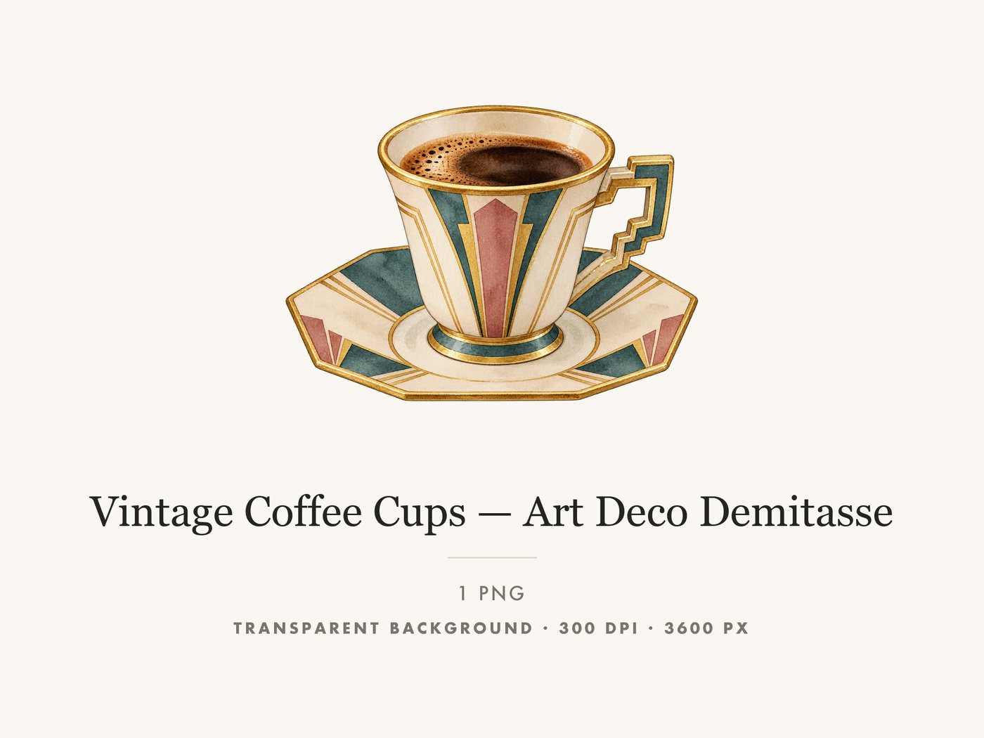 Art Deco Demitasse Cup Clipart PNG, Transparent