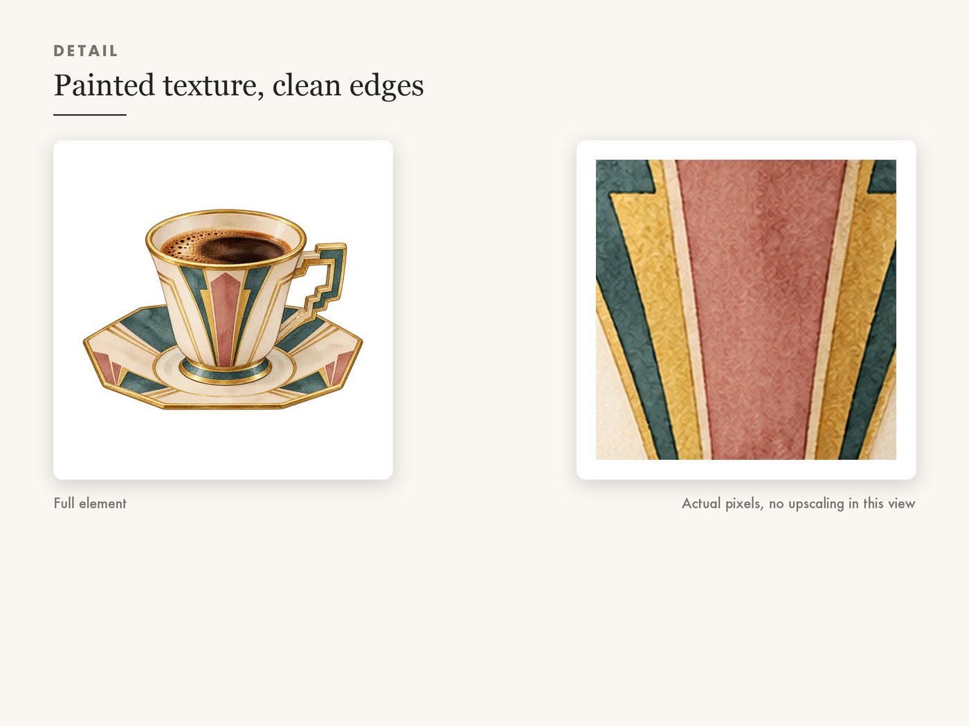 Art Deco Demitasse Cup Clipart PNG, Transparent — detail zoom