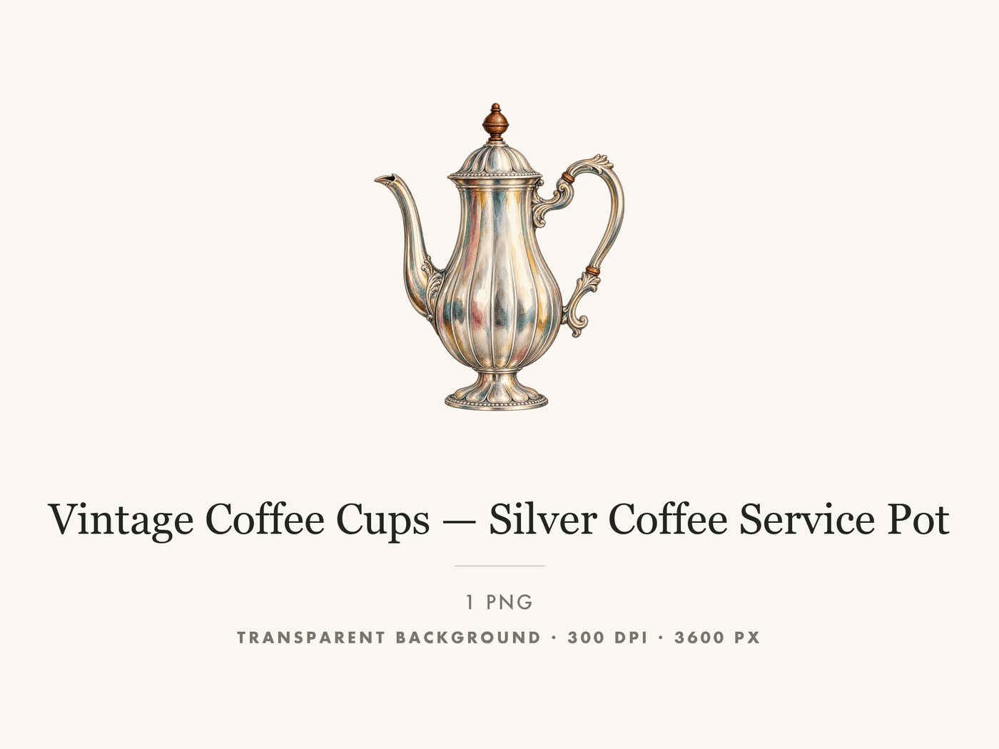 Vintage Silver Coffee Pot Clipart, Transparent PNG
