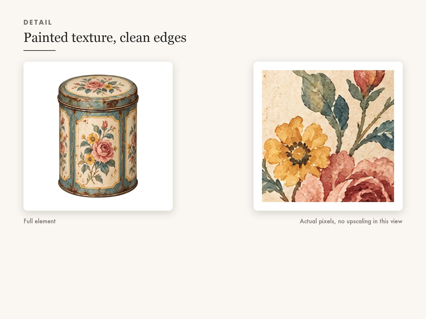Tin Coffee Canister Clipart PNG, Vintage Kitchen Illustration — detail zoom