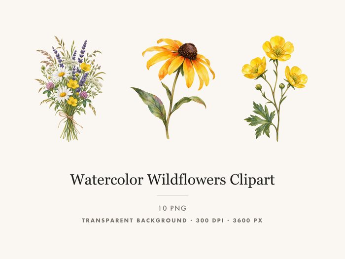 Meadow Posy Wildflower Clipart PNG Transparent Background